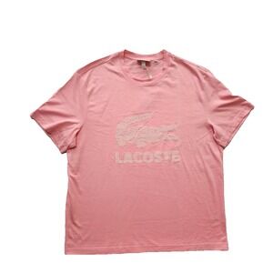 Lacoste T-Shirt Men Regular Fit Short Sleeve Crewneck Large Croc Pink Size XXL